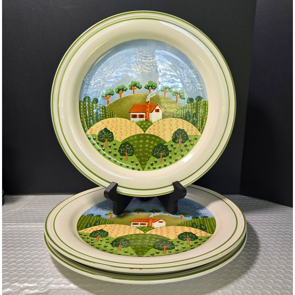 Sango Country Cottage 3645 10.5" Dinner Plates Stoneware Set of 3 GlossyVTG